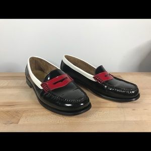 G.H. Bass Weejuns, size 9, black/red/white